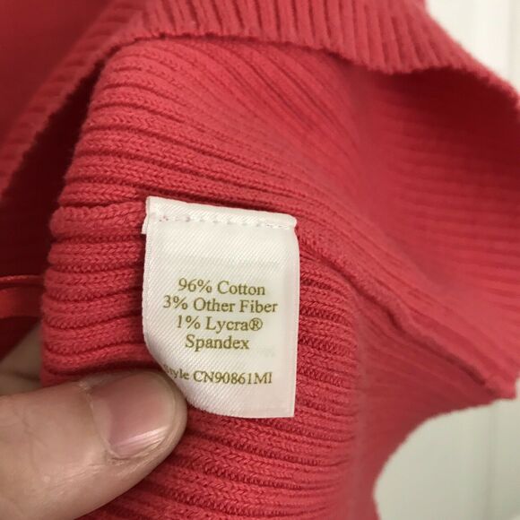 Caslon Pink Lightweight Scoop Neck Sweater - Size Medium - 3/4 Sleeves - Ribbed - Picture 4 of 5